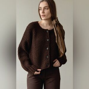 First Rite Quinn wool Cardigan sweater Walnut Brown  S NWT